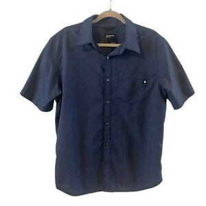 MARMOT Short Sleeve Shirt Men's Large Button up Navy Blue *Flaw